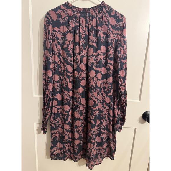 cloth & stone Dresses & Skirts - Cloth & Stone Dress Womens XL Blue Floral Long Sleeve Smocked Soft Boho Flowy